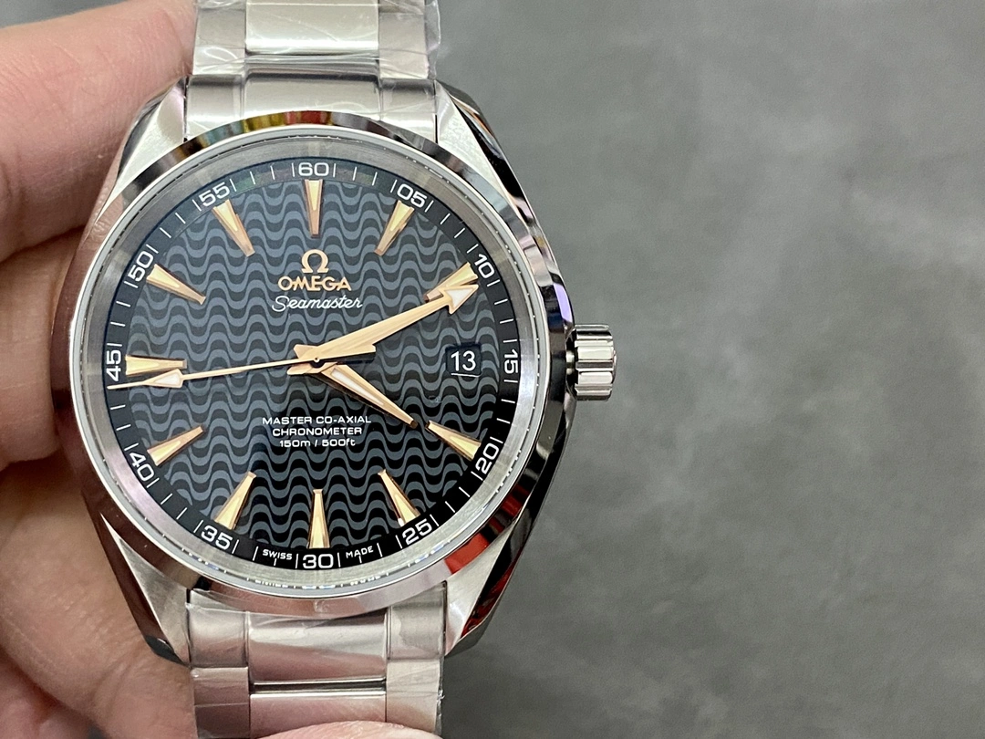 Original CBD Factory Omega Seamaster Aqua Terra 150M 41.5mm Black Wave Dial 18K Rose Gold Hands Stainless Steel Bracelet (231.10.42.21.01.006) 1:1 Super Clone – DD8500 Movement 251